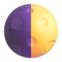 First Quarter Moon Symbol 3D