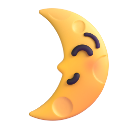 First Quarter Moon with Face 3D
