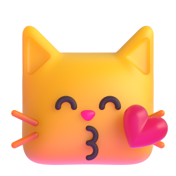 Kissing Cat Face with Closed Eyes 3D