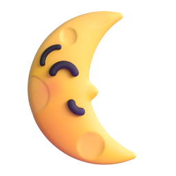Last Quarter Moon with Face 3D