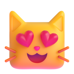 Smiling Cat Face with Heart-Shaped Eyes 3D