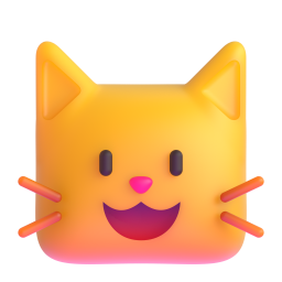 Smiling Cat Face with Open Mouth 3D