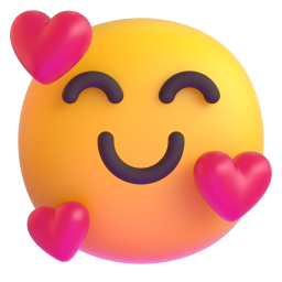 Smiling Face with Smiling Eyes and Three Hearts 3D