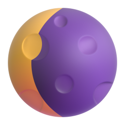 Waning Crescent Moon Symbol 3D
