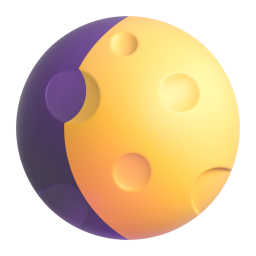 Waxing Gibbous Moon Symbol 3D