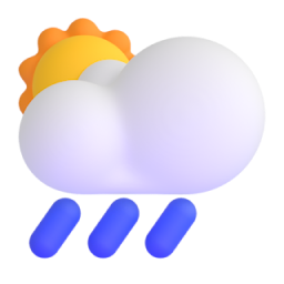 White Sun Behind Cloud with Rain 3D