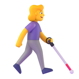 woman with white cane facing right 3D