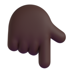 backhand index pointing down: dark skin tone 3D