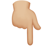 backhand index pointing down: medium-light skin tone Apple Emoji