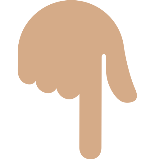 backhand index pointing down: medium skin tone
