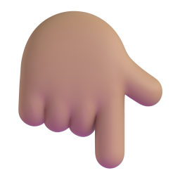 backhand index pointing down: medium skin tone 3D