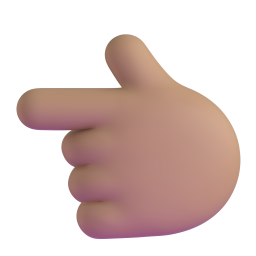 backhand index pointing left: medium skin tone 3D