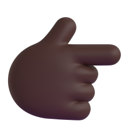 backhand index pointing right: dark skin tone 3D