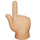 backhand index pointing up: medium-light skin tone Apple Emoji