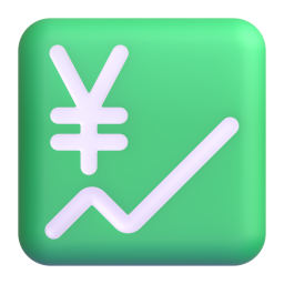 Chart with Upwards Trend and Yen Sign 3D