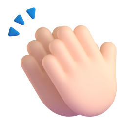 clapping hands: light skin tone 3D