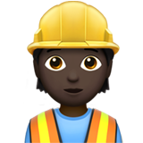 construction worker: dark skin tone Apple Emoji