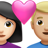 Couple With Heart Woman Man Light Skin Tone Medium Light Skin Tone Apple Emoji