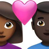 Couple With Heart Woman Man Medium Dark Skin Tone Dark Skin Tone Apple Emoji