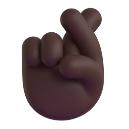 crossed fingers: dark skin tone 3D
