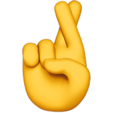 Hand with Index and Middle Fingers Crossed Apple Emoji