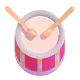 Drum with Drumsticks Color