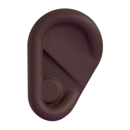 ear: dark skin tone 3D