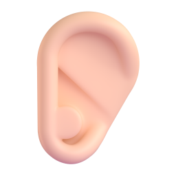 ear: light skin tone 3D