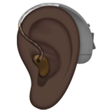 Ear With Hearing Aid Dark Skin Tone Apple Emoji