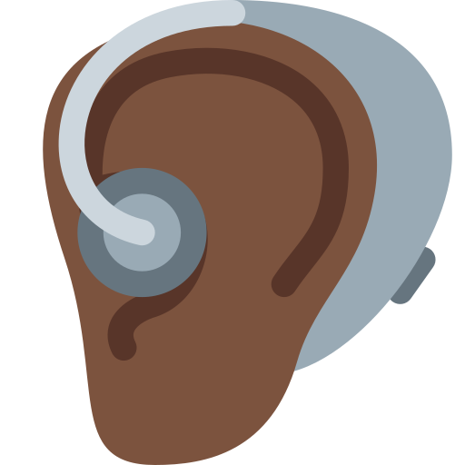 Ear With Hearing Aid Dark Skin Tone