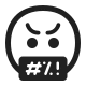 Serious Face with Symbols Covering Mouth High Contrast