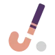 Field Hockey Stick and Ball Flat