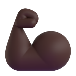 flexed biceps: dark skin tone 3D