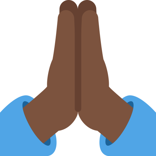 folded hands: dark skin tone