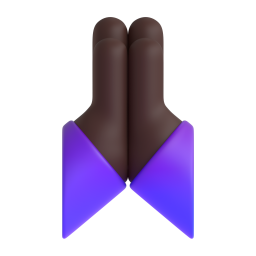 folded hands: dark skin tone 3D