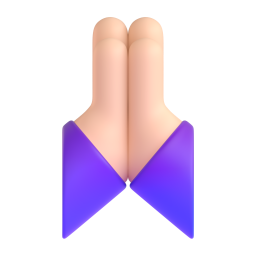 folded hands: medium-light skin tone 3D