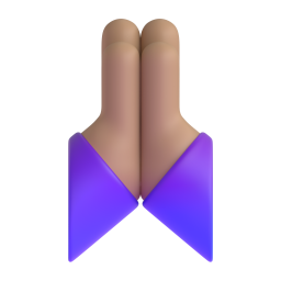 folded hands: medium skin tone 3D