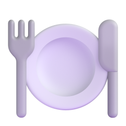 Fork and Knife with Plate 3D