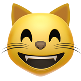 Grinning Cat Face with Smiling Eyes Apple Emoji