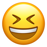Smiling Face with Open Mouth and Tightly-Closed Eyes Apple Emoji