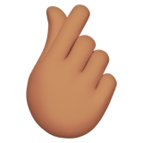 Hand With Index Finger And Thumb Crossed Medium Skin Tone Apple Emoji