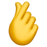 Hand with Index Finger and Thumb Crossed Apple Emoji