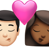 Kiss Man Light Skin Tone Woman Medium Dark Skin Tone