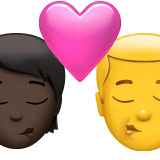 Kiss Person Man Dark Skin Tone No Skin Tone