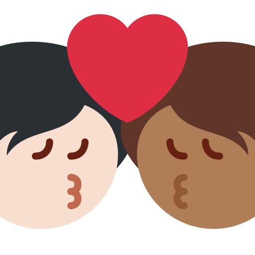 Kiss Person Person Light Skin Tone Medium Dark Skin Tone