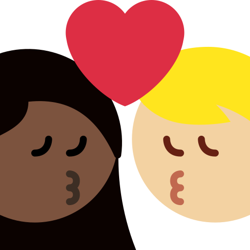 Kiss Woman Man Dark Skin Tone Medium Light Skin Tone