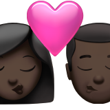 Kiss Woman Man Dark Skin Tone Apple Emoji