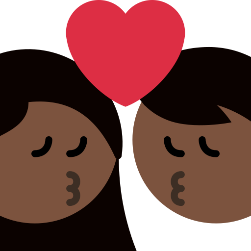Kiss Woman Man Dark Skin Tone
