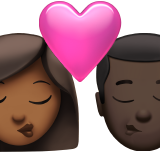 Kiss Woman Man Medium Dark Skin Tone Dark Skin Tone Apple Emoji