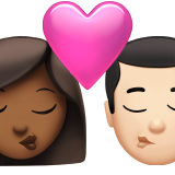 Kiss Woman Man Medium Dark Skin Tone Light Skin Tone Apple Emoji